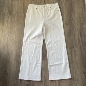 NWT LOFT The Wide Leg High Rise White Jeans Regular Size 32/14 Reg Inseam NEW